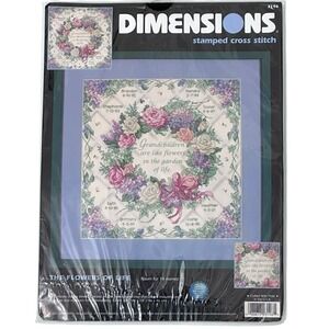 Dimensions Stamped CROSS STITCH  Kit Grandchildren Are Like‎ Flowers 1991 NEW
